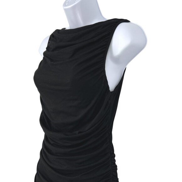 Susana Monaco Black Bodycon Sleeveless Stretchy Ruched Mini Dress Size Small - Picture 4 of 11